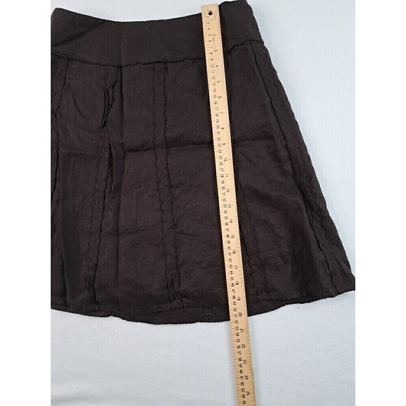 INC Black Professional Business Flare Skirt Brown 100% Linen Size 6P - Picture 2 of 6